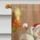 Christmas Santa by the Tree House Flag 28x40 Porch Sleeve Pole Decorative Outside Yard Banner Artwork Wall Hanging, Polyester