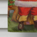 Christmas Santa by the Tree House Flag 28x40 Porch Sleeve Pole Decorative Outside Yard Banner Artwork Wall Hanging, Polyester