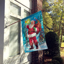 Christmas Santa Rining the Bell House Flag 28x40 Porch Sleeve Pole Decorative Outside Yard Banner Artwork Wall Hanging, Polyester