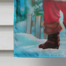 Christmas Santa Rining the Bell House Flag 28x40 Porch Sleeve Pole Decorative Outside Yard Banner Artwork Wall Hanging, Polyester