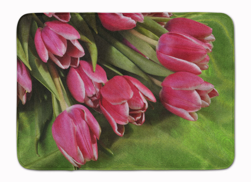 Pink Tulips Machine Washable Memory Foam Mat APH5048RUG