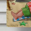 Beach Christmas Santa Claus Napping House Flag 28x40 Porch Sleeve Pole Decorative Outside Yard Banner Artwork Wall Hanging, Polyester