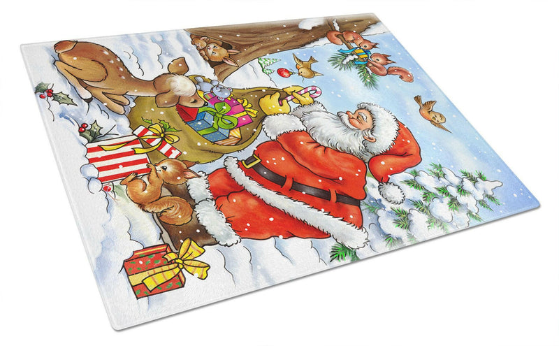 Christmas Santa Claus handing out presents Glass Cutting Board Large APH5444LCB