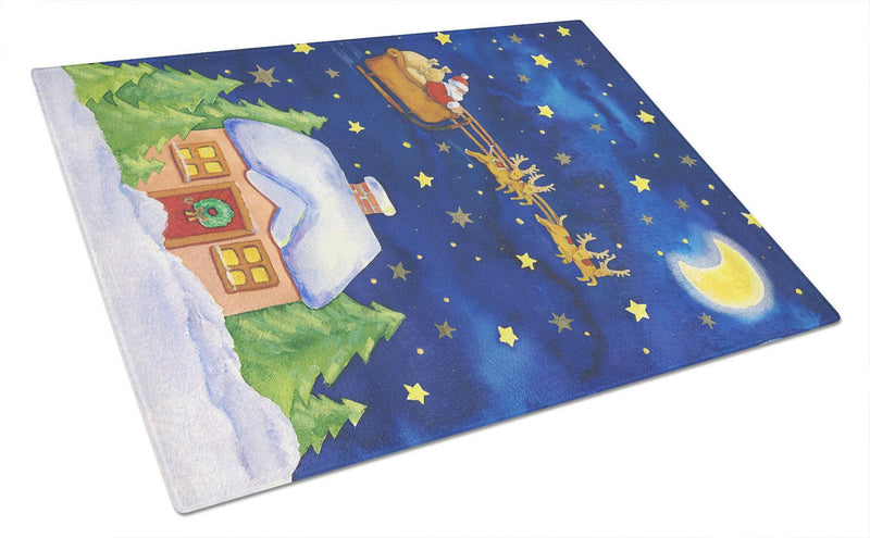 Christmas Santa Claus Across the Sky Glass Cutting Board Large APH5898LCB