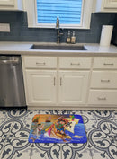 Boy Playing Piriate with Dolphin Memory Foam Kitchen Mat Machine Washable Anti-Fatigue Cushion Comfort Bath or Kitchen Rug