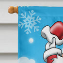 Christmas Santa Claus Snowboarding House Flag 28x40 Porch Sleeve Pole Decorative Outside Yard Banner Artwork Wall Hanging, Polyester