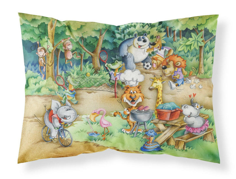 Animals at A Picnic Fabric Standard Pillowcase – Artistic Decorative Front, White Back APH6821PILLOWCASE