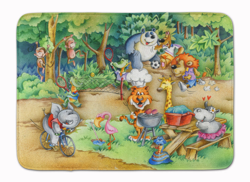 Animals at A Picnic Machine Washable Memory Foam Mat APH6821RUG