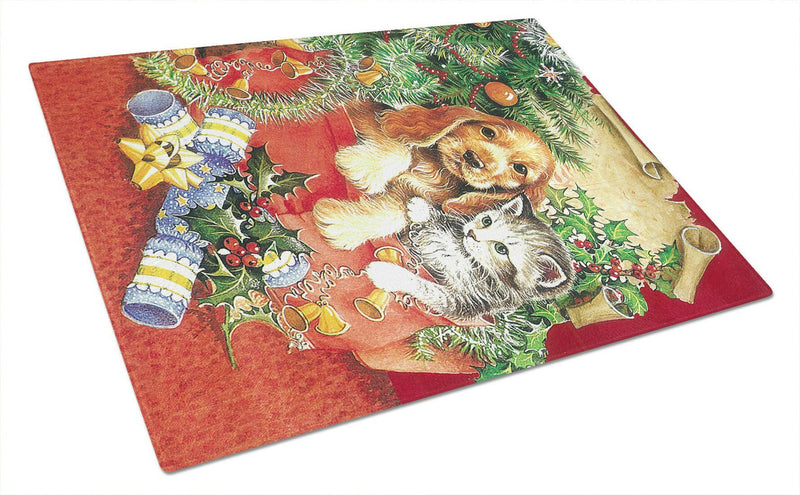 Christmas Puppy and Kitten Glass Cutting Board Large APH7551LCB