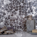 Pebble Gray 12x12 Polished Multi-shaped Metal Mosaic Tile (5 pack, 5.17 sq ft/case) by Apollo Tile