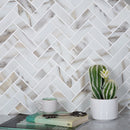 White Beige 11x13 Matte Herringbone Recycled Glass Mosaic Tile (10 pack, 9.625 sq ft/case) - Sample