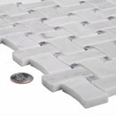 White 12x12 Polished Basketweave Bianco Carrara Bardiglio Nuvolato Marble Mosaic Tile (5 pack, 5 sq ft/case)