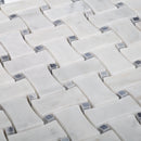 White 12x12 Polished Basketweave Bianco Carrara Bardiglio Nuvolato Marble Mosaic Tile (5 pack, 5 sq ft/case)