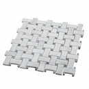 White 12x12 Polished Basketweave Bianco Carrara Bardiglio Nuvolato Marble Mosaic Tile (5 pack, 5 sq ft/case)