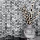 Gray 11x12 Polished Hexagon Marble Mosaic Tile (5 pack, 4.71 sq ft/case) - Sample