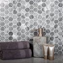 Gray 11x12 Polished Hexagon Marble Mosaic Tile (5 pack, 4.71 sq ft/case) - Sample