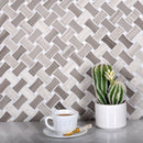 Eastern White, Wooden & Athens Grey 11x11 Polished Basketweave Marble Mosaic Tile (5 pack, 4.2 sq ft/case)