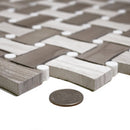 Eastern White, Wooden & Athens Grey 11x11 Polished Basketweave Marble Mosaic Tile (5 pack, 4.2 sq ft/case)