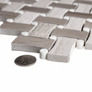 Eastern White, Wooden & Athens Grey 11x11 Polished Basketweave Marble Mosaic Tile (5 pack, 4.2 sq ft/case)