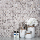 Beige 11x12 Polished Penny Round Wooden Grey Mosaic Tile (5 pack, 4.83 sq ft/case) - Sample
