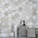 5-Pack Gray 12-in x 12-in Honed Natural Stone Honeycomb Marble Look Floor and Wall Tile
