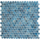 Blue 12x12 Glossy Penny Round Glass Mosaic Tile (10 pack, 10.34 sq ft/case) - Sample