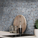 Blue 12x12 Glossy Penny Round Glass Mosaic Tile (10 pack, 10.34 sq ft/case) - Sample