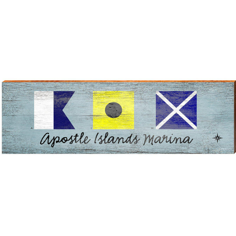 Apostle Islands Marina Nautical Flags | Wall Art Print on Real Wood