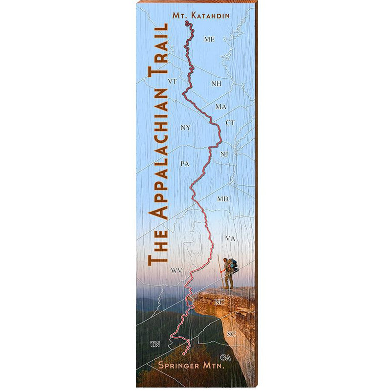 Appalachian Trail Mountain Scene Trail Map Wall Art | Wall Art Print on Real Wood