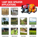1.6HP Skid Sprayer Barrel Mount Only with Honda GX35 100ft Hose and 500 PSI Pump for Pest Control by Tomahawk Power