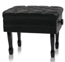 Genuine Leather Adjustable Piano Bench by GRIFFIN | Black Solid Wood Vintage Style & Heavy-Duty Ergonomic Keyboard Stool | Cushion Seat With Storage Space | Home Vanity Bench or Musicians Guitar Chair