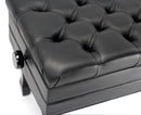 Genuine Leather Adjustable Piano Bench by GRIFFIN - Black Solid Wood Vintage Style & Heavy-Duty Ergonomic Keyboard Stool - Cushion Seat With Storage
