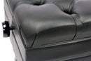 Genuine Leather Adjustable Piano Bench by GRIFFIN - Black Solid Wood Vintage Style & Heavy-Duty Ergonomic Keyboard Stool - Cushion Seat With Storage