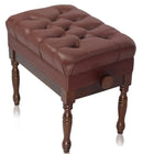 Genuine Leather Adjustable Piano Bench by GRIFFIN - Brown Solid Wood Vintage Design, Heavy-Duty & Ergonomic Keyboard Stool - Seat With Storage Space by GeekStands.com