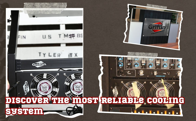 4 PACK - GRIFFIN Rackmount  Exhaust Fan | 3U Ultra-Quiet Triple Cooling Fans, Keep Studio Audio Equipment Gear Cool | Rack Mount on Network IT System Server Rails | Temperature Control Panel Cabinet