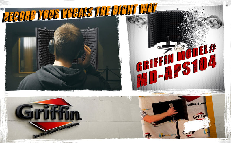 Studio Microphone Soundproofing Acoustic Foam Panel by GRIFFIN | Soundproof Filter | Sound Diffusion Mic Booth Shield | Isolation Diffuser | Noise Absorbing/Barrier for DJ Vocal Audio Music Recording