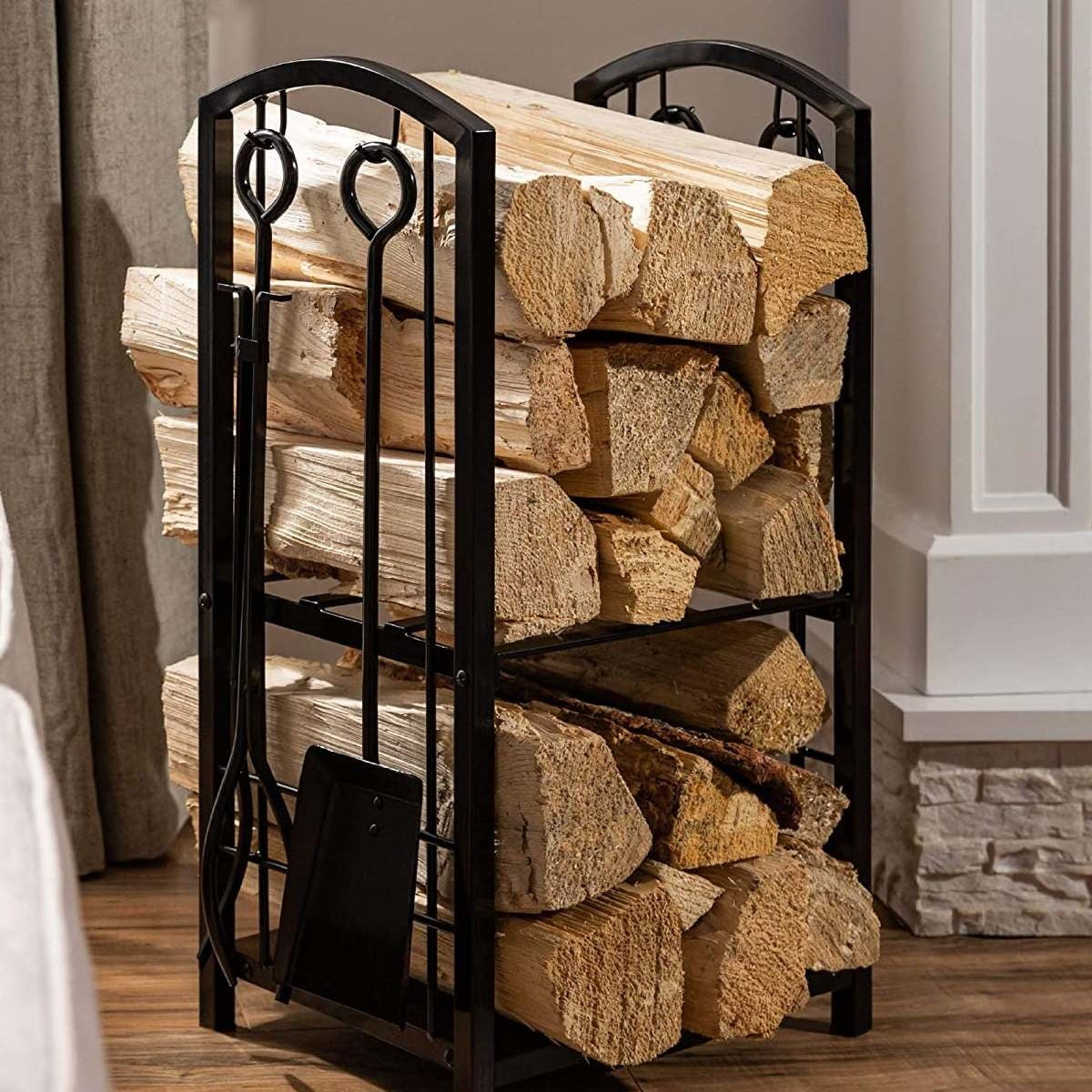 5 Piece Vintage Firewood Log Rack Holder Tools Set, photo 2 of 3