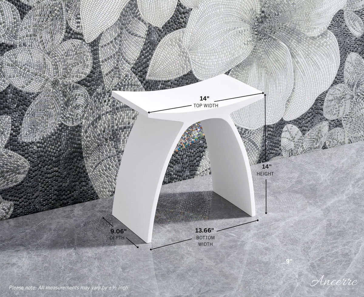 ARCSTONE 14"  Freestanding Solid Surface Bathstool, photo 3 of 5