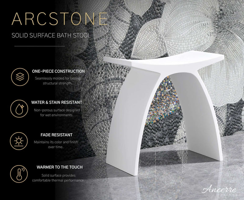 ARCSTONE 14"  Freestanding Solid Surface Bathstool, photo 2 of 5