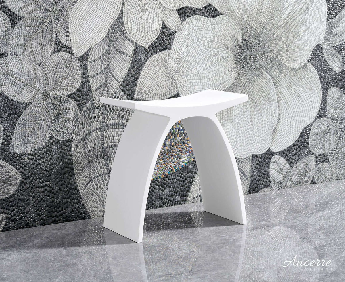 ARCSTONE 14"  Freestanding Solid Surface Bathstool