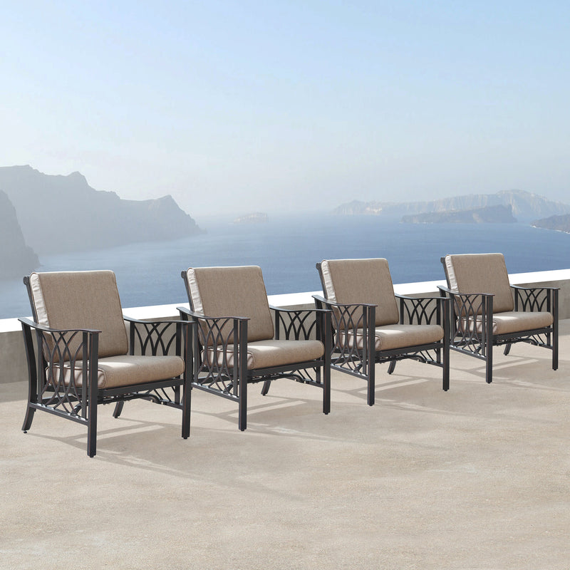 Aluminum Deep Seating Rocking Club Chairs in Antique Copper (set of 4)