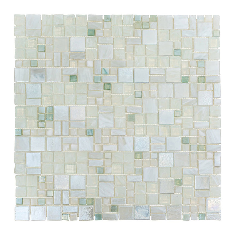 Pearl White 12x12 Glossy Square Glass Mosaic Tile (10 pack, 10.85 sq ft/case), photo 3 of 8