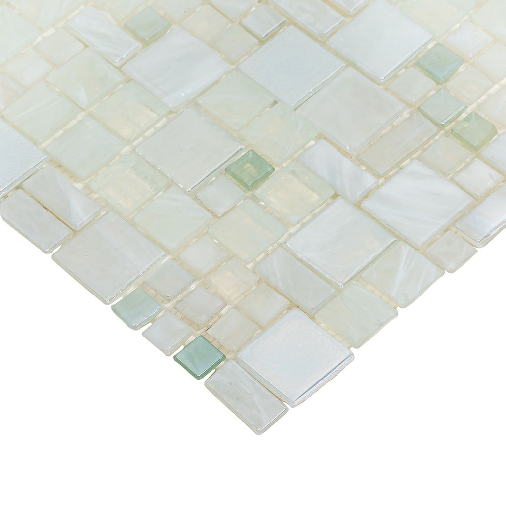 Pearl White 12x12 Glossy Square Glass Mosaic Tile (10 pack, 10.85 sq ft/case), photo 5 of 8