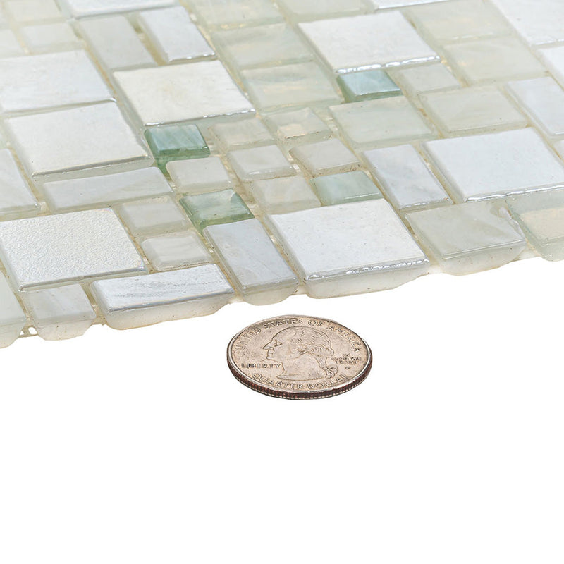 Pearl White 12x12 Glossy Square Glass Mosaic Tile (10 pack, 10.85 sq ft/case), photo 6 of 8