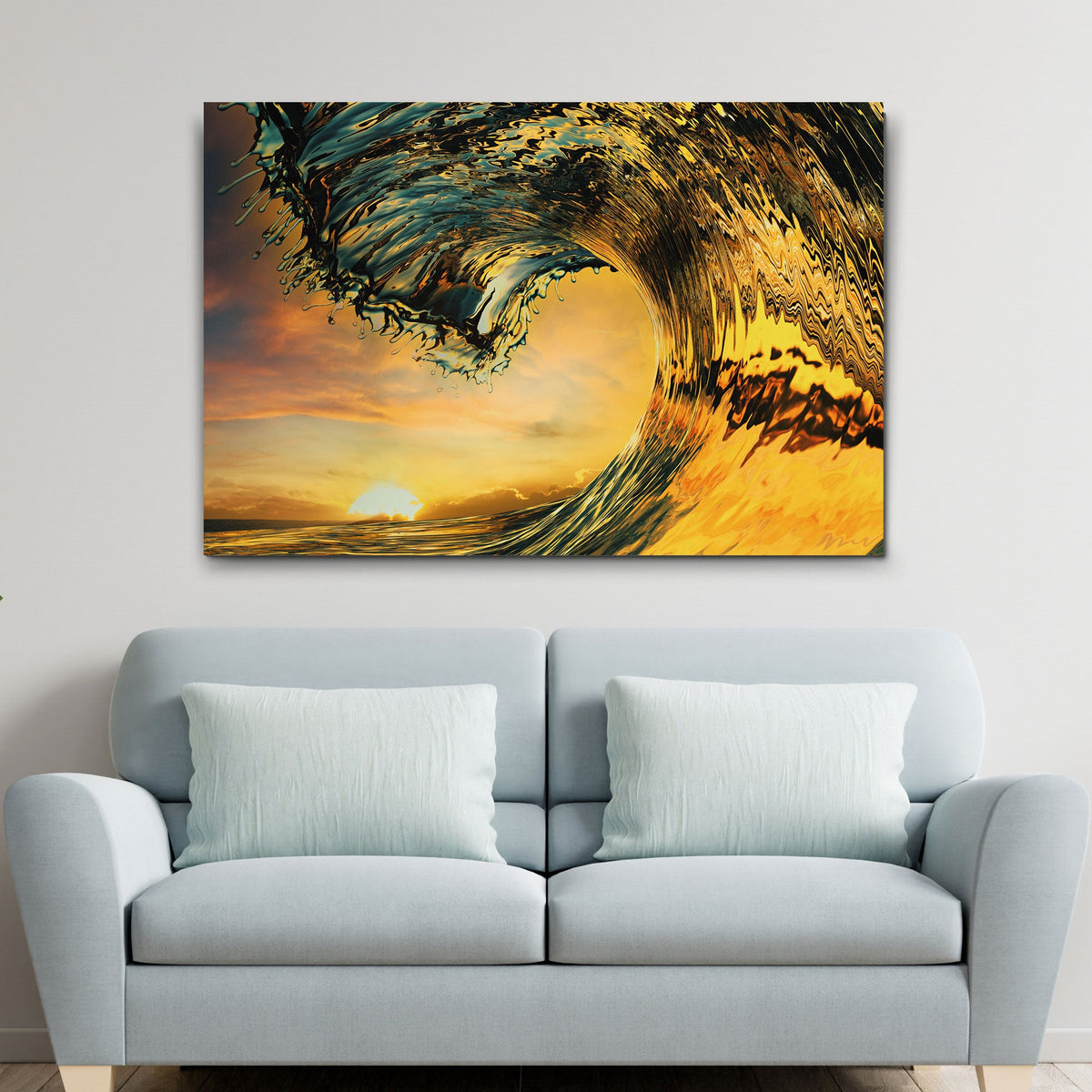 Sunset Ocean Wave Canvas Wall Art, photo 3 of 6