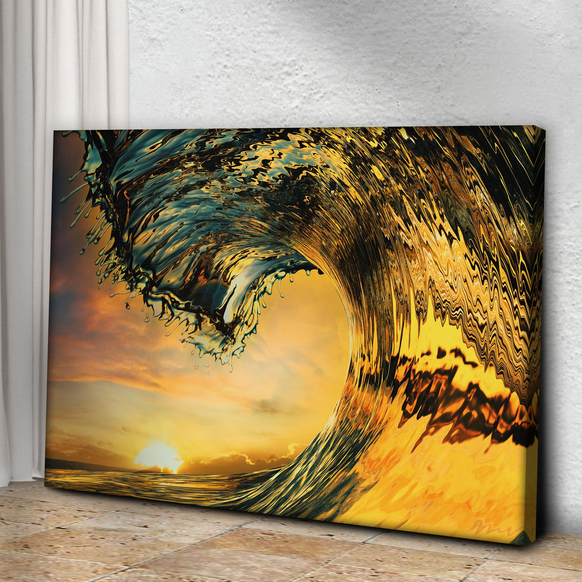 Sunset Ocean Wave Canvas Wall Art, photo 2 of 6