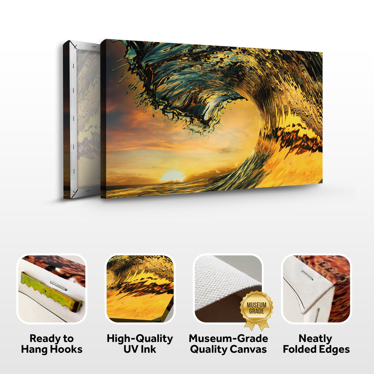 Sunset Ocean Wave Canvas Wall Art, photo 4 of 6