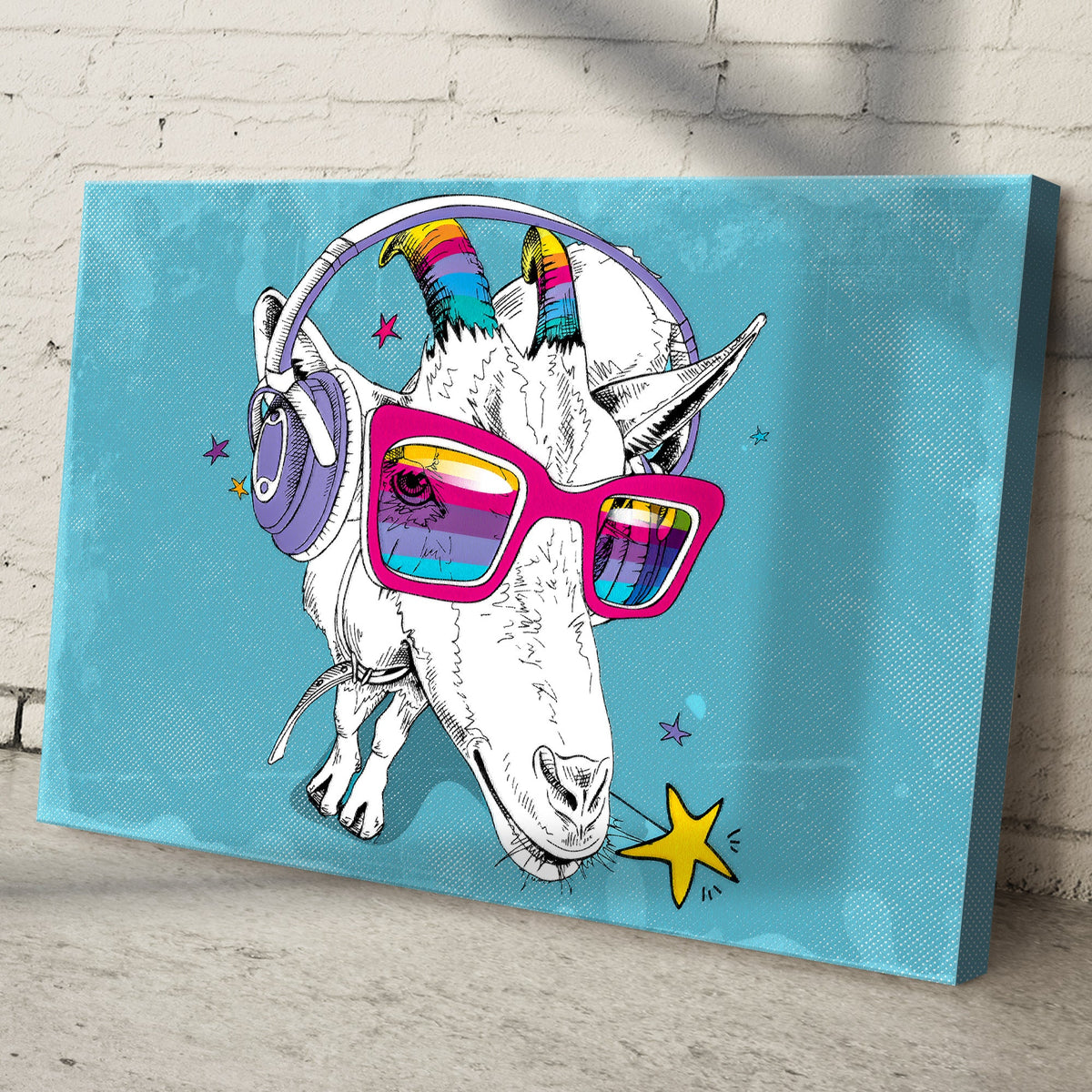 Rainbow Cool Goat Canvas Wall Art, photo 2 of 7