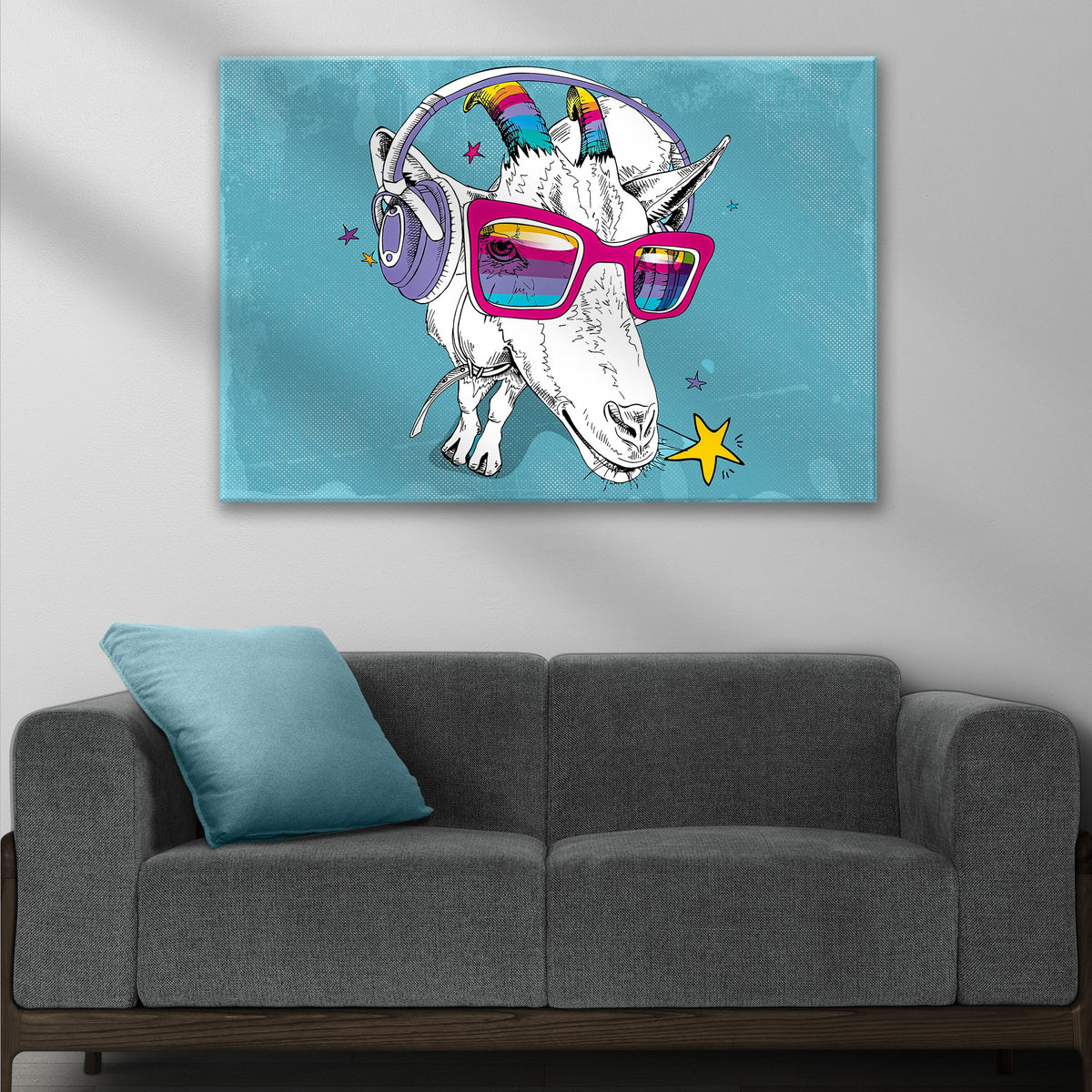 Rainbow Cool Goat Canvas Wall Art, photo 3 of 7