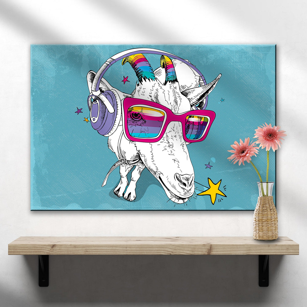 Rainbow Cool Goat Canvas Wall Art